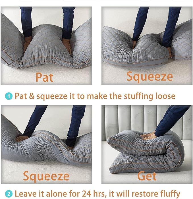 WhatsBedding Memory Foam Body Pillow for Adults, Long Pillow for Sleeping, Full Body Pillow for Bed - Dark Grey