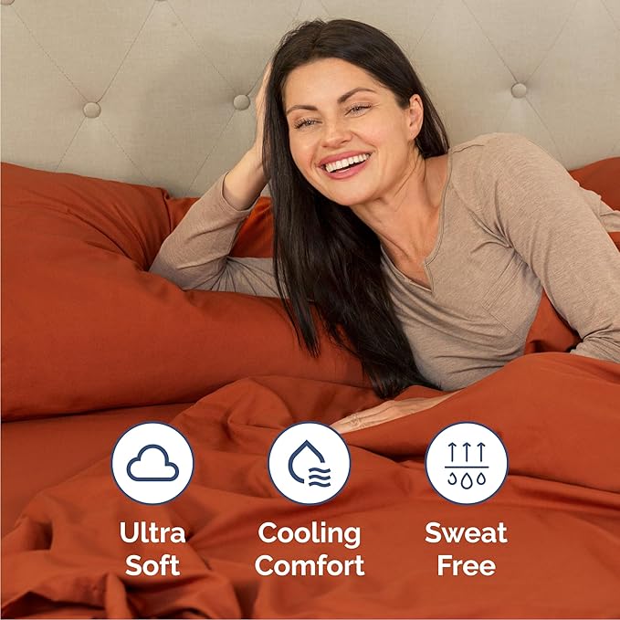 Cal King Size 4 Piece Sheet Set - Comfy Breathable & Cooling Sheets - Hotel Luxury Bed Sheets for Women & Men - Deep Pockets, Easy-Fit, Soft & Wrinkle Free Sheets - Terracotta Oeko-Tex Bed Sheet Set