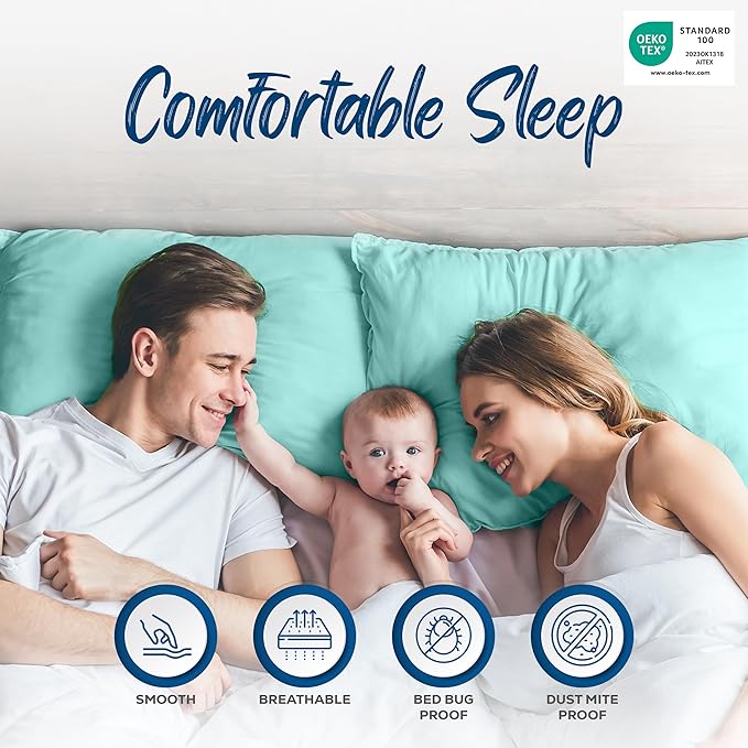 Utopia Bedding Premium 100% Waterproof Pillow Protectors with Zipper Standard Size (Set of 4), Bed Bug and Dust Mite Proof Zippered Pillow Covers, Pillow Encasement Cases, Spa Blue