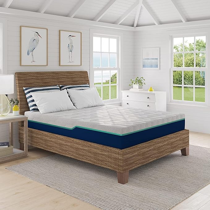 Nautica Home 10" Restore Innerspring Hybrid Mattress Quilted Memory Foam Cover: High Density Comfort Latex Foam Layer with Bonnell Support Coil Springs Base, Twin White