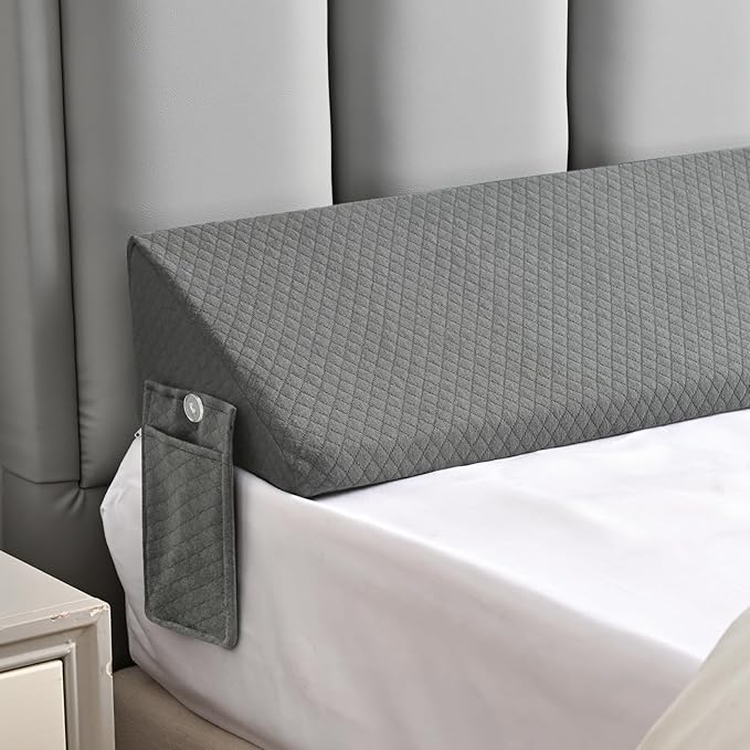 Queen Bed Wedge Pillow for Headboard Gap Filler use Under Pillows for Sleep Apnea,After Surgery,Acid Reflux Relief,Leg Swelling,Between Corner Wall and Mattress/Frame, Home Bedroom Decor 60"x10"x6"