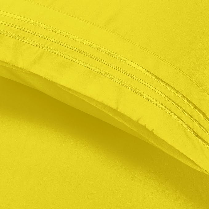 Elegant Comfort Luxury Ultra-Soft 2-Piece Pillowcase Set - 1500 Premium Hotel Quality Microfiber Double Brushed - Wrinkle Resistant, Standard/Queen, Yellow