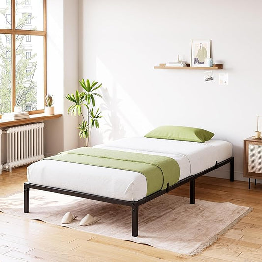 GarveeHome Twin Size Bed Frame, 16 Inch Metal Platform Bed Frames with Heavy Duty Steel Slat Support, No Box Spring Needed, Noise Free,Anti-Sliding Slat,Easy Assembly, Under Bed Storage