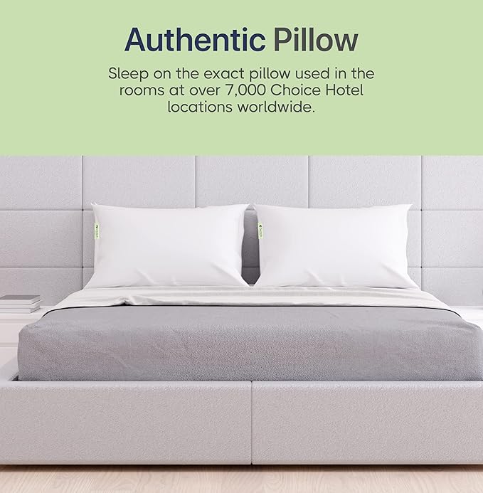 Authentic Choice Hotels’ Luminesse Hypoallergenic Green Label Luxury 2 pcs Soft Pillow, White, Standard (Pack of 2)