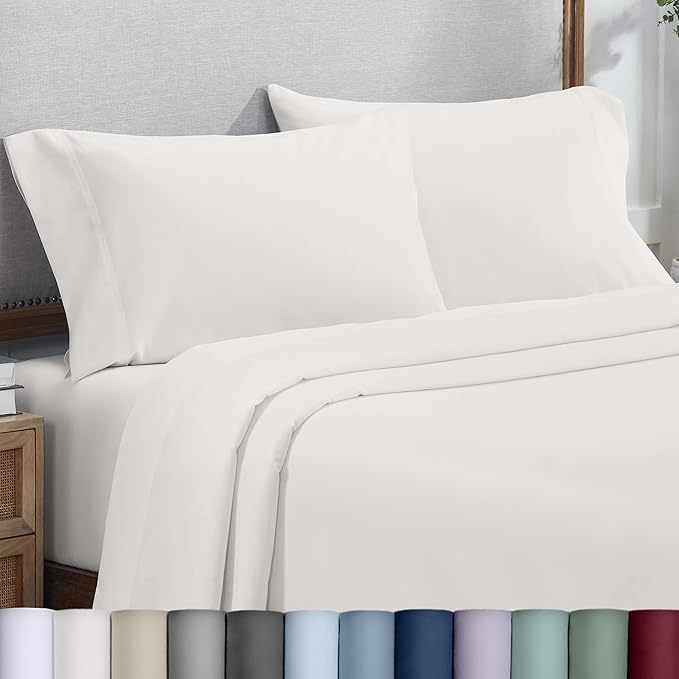 California Design Den Heirloom Soft, Smooth & Thick 800 Thread Count 100% Cotton Sateen, 2 Pillow Cases King Size, Fits King Pillows - True Ivory
