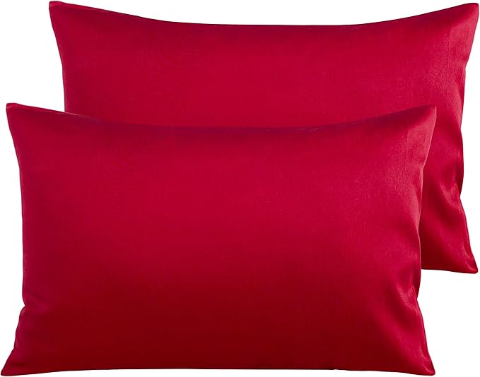 NTBAY Egyptian Cotton Queen Pillowcases - Set of 2, 500 Thread Count Cotton Pillowcases - Soft and Breathable Envelope Closure Pillow Cases - 20x30 Pillow Covers for Bed, Red