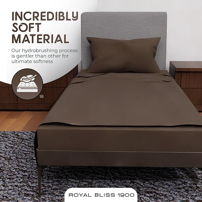Twin XL Sheets Set - 3 Piece Bedding - Wrinkle Free, Fade Resistant, Double Brushed Microfiber - Deep Pockets/Easy Fit - 1800 Series Ultrasoft, Cooling Sheets (Chocolate)