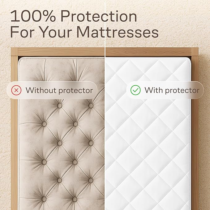 Niagara Cotton Mattress Pad Twin 39x75 - Non Noisy Cooling Breathable Ultra Plush Absorbent Protector Extra Deep Fits 20 Inches Deep Mattress