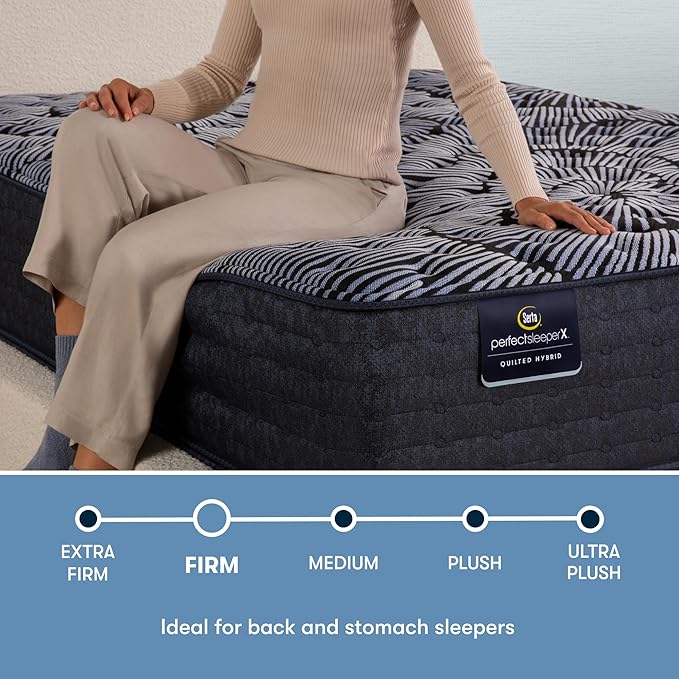 Serta Perfect Sleeper X - Knox 13.5" Firm Cal King Quilted Hybrid Mattress - 5 Support Zones and Cooling Tech for a Restorative Sleep - 100 Night Trial, CertiPUR-US Certified