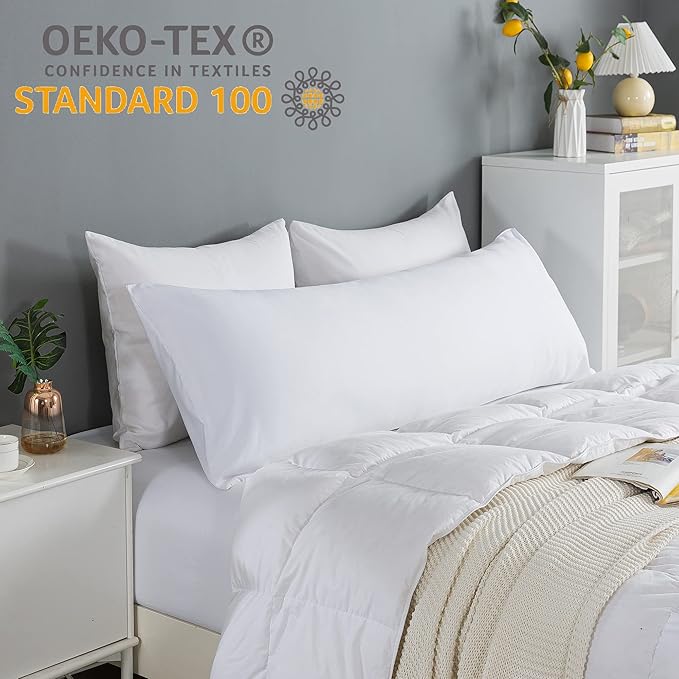 ELNIDO QUEEN Body Pillow with Pillowcase - Soft Long Bed Pillow for Adults - Breathable Full Body Pillow Insert for Sleeping, 20x54inches - White