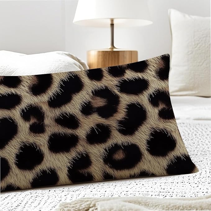 Brown and Black Leopard Print 20x54 Body Pillow Cover, Cheetah Print Room Decor, Trendy Wild Animal Print Decorative Long Body Pillow Cases for Girls Bedroom Dorm Apartment Bed Couch
