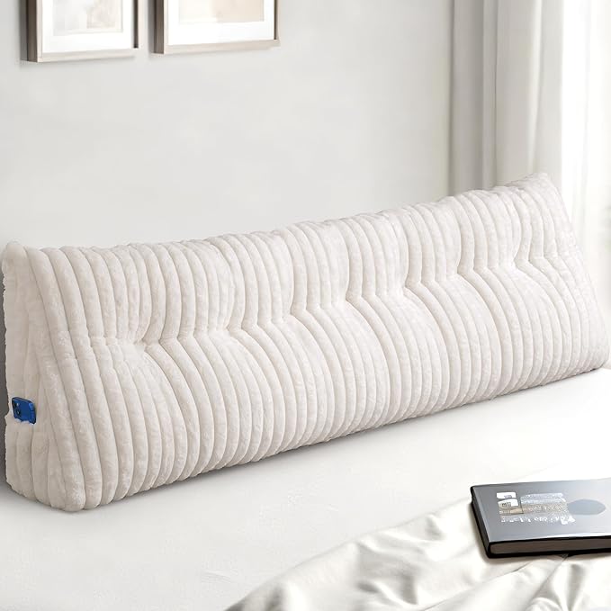 Headboard Pillow King, Triangular Wedge Pillow Headboard King, Cushion Headboards Reading Pillows, Backrest Pillows for Sitting in Bed or Working with Removable Cover, Beige