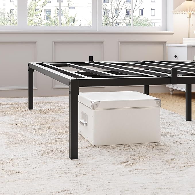 GarveeHome Full Size Bed Frame, 16 Inch Metal Platform Bed Frames with Heavy Duty Steel Slat Support, No Box Spring Needed, Noise Free,Anti-Sliding Slat,Easy Assembly, Under Bed Storage