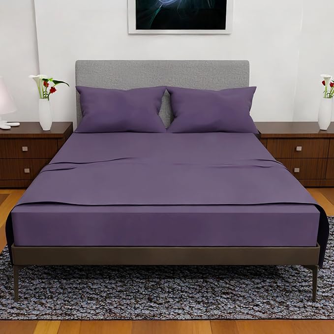 Royal Bliss California King - 4 Piece Deep Pocket Sheet Set for Adjustable Beds - Double Brushed Microfiber (Plum)