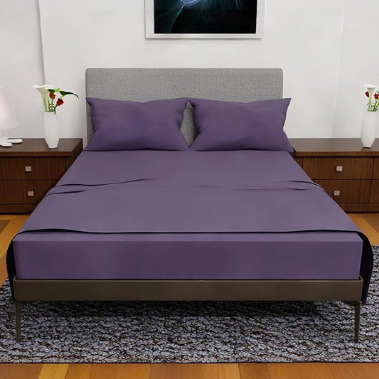Royal Bliss California King - 4 Piece Deep Pocket Sheet Set for Adjustable Beds - Double Brushed Microfiber (Plum)