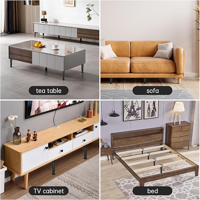 6PCS Adjustable Bed Frame Support Legs ( (8.3"-14.5" ), Frame Center Slats Heavy Support Leg, Extra Durable Furniture Suport Feet, for Frame/Sofa/Dresser/Chair/Table, Legs Furniture Replacement Parts