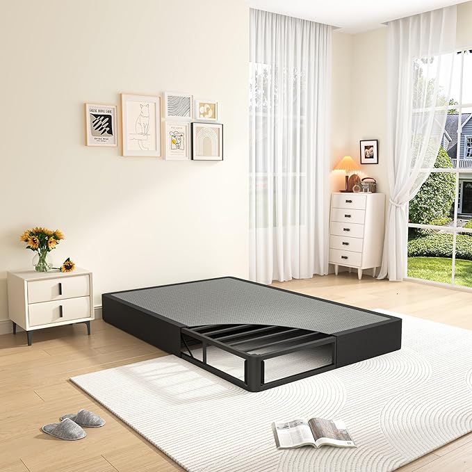 MAF 7 Inch Twin Box Spring, High Profile Box Spring Twin Size 3500 lbs Black Heavy Duty Metal Mattress Foundation with Easy Clean Fabric Cover, Easy Assembly