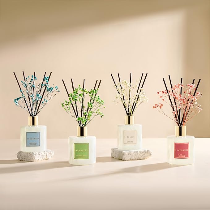 COCORRÍNA Reed Diffuser - Coconut Beach 6.7 fl oz Reed Diffuser with Sticks, Home Bedrrom Bathroom Shelf Decor