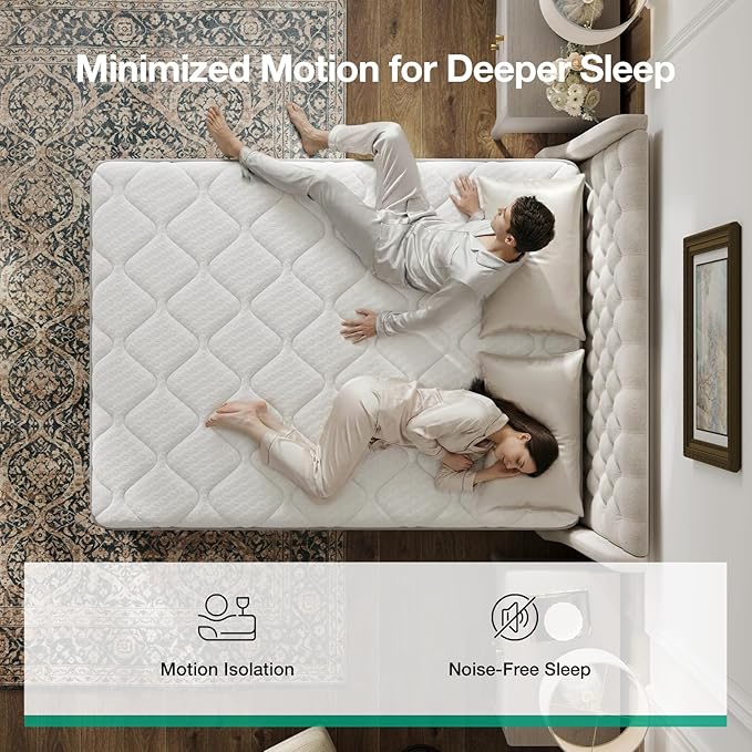 Novilla King Size Mattress 12 Inch, Hybrid Mattress with Zoned Pocketed Smart Coils, Hip & Lumbar Support, Motion Isolation Design, Medium Firm in a Box