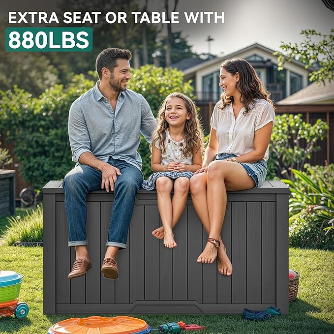 YITAHOME XXL 240 Gallon Large Outdoor Storage Deck Box for Patio Furniture, Outdoor Cushions, Garden Tools and Sports/Pools Equipment, Weather Resistant Resin, Lockable (Dark Gray)