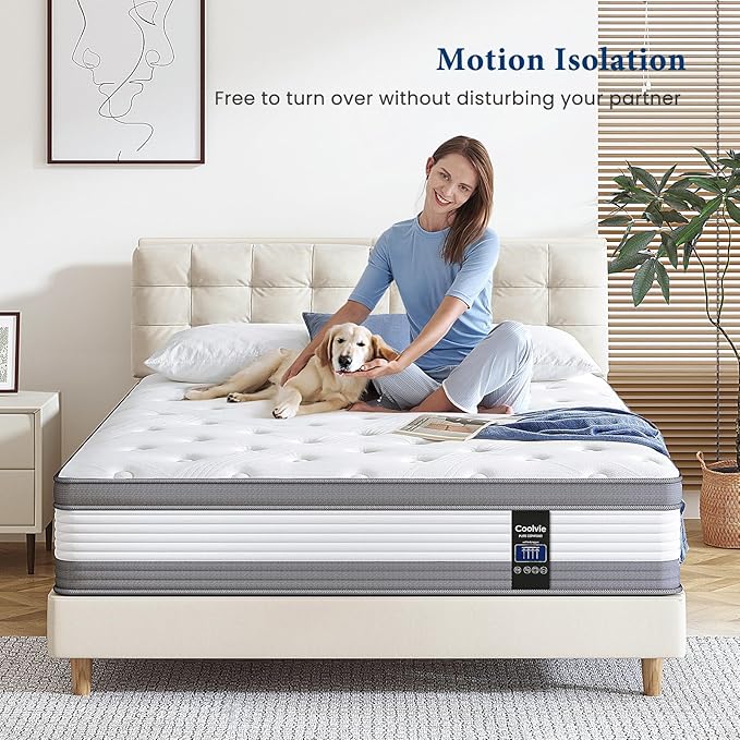 King Mattress 12 Inch King Size Mattresses in A Box Hybrid Mattress Individual Pocket Springs Mattresses with Memory Foam Layer Medium Firm Provide Motion Isolation & Cool Sleep