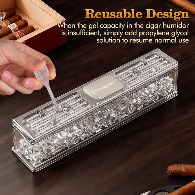 Pre-Filled Cigar Humidifier (2-pack)– Ready-to-Use Crystal Gel Humidifier, Cigar Humidor Accessories, Maintains Ideal 65-70% Cigars Humidity