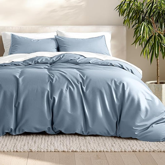 Bare Home Bedding Duvet Cover Queen Size - Premium 1800 Super Soft Collection - Lightweight, Cooling - Soft Breathable Bedding Duvet Cover (Queen, Dusty Blue)
