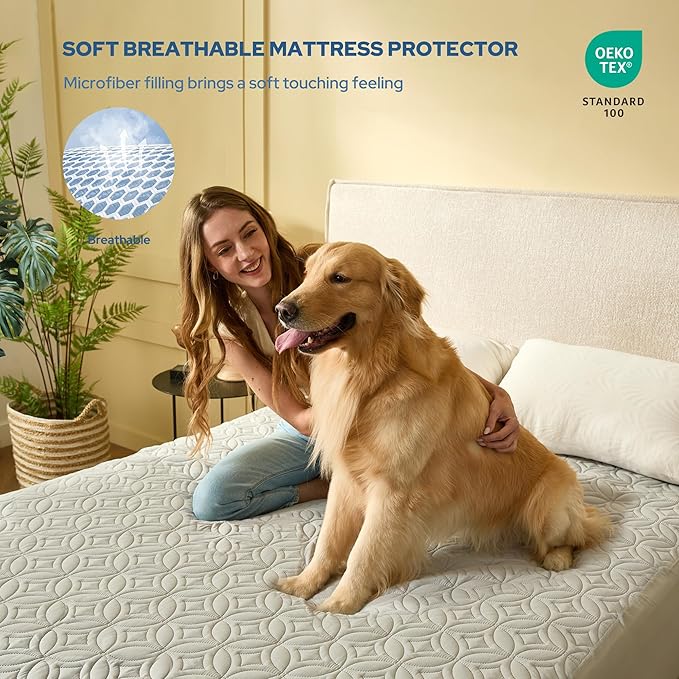 BEDLORE Waterproof Mattress Protector, Twin XL Size Mattress Pad with Deep Pocket 6"-15" Depth, Soft Dirt-Proof Double Bed Mattress Cover for Bedroom, College Dorm, Hotel (Light Gray)