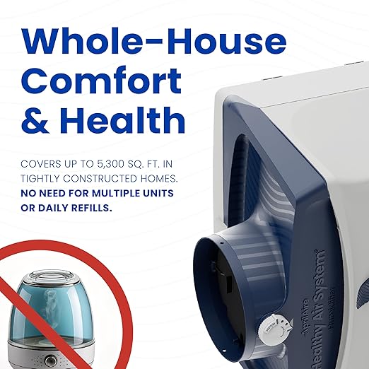 AprilAire 620MKZ Whole-House, Large Bypass Evaporative Humidifier – 18 Gallons Per Day, Water Saving with Manual Control and Installation Kit for up to 5,300 Sq. Ft.
