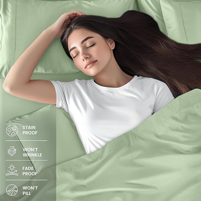 Utopia Bedding Full Sheet Set – 4 Piece Bed Sheets for Full Size Bed, Soft and Breathable Microfiber, Includes 1 Fitted Sheet, 1 Flat Sheet and 2 Pillowcases (Sage) (Pack of 2)