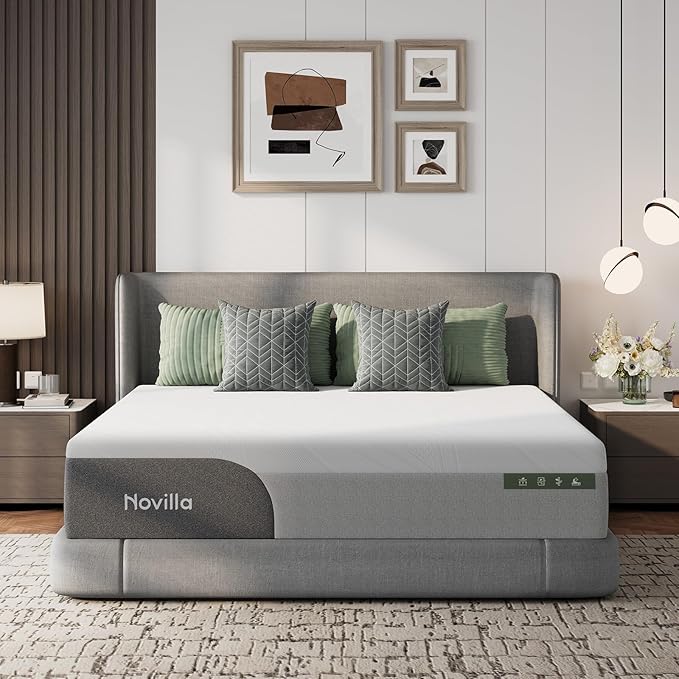 Novilla 10 Inch Mattress Queen Size, Gel-Infused Bliss Cooling Memory Foam Mattress Queen in a Box with Cool-Touch Nylon Cover, Motion Isolation & Ergonomic Support with CertiPUR-US Certified Foam