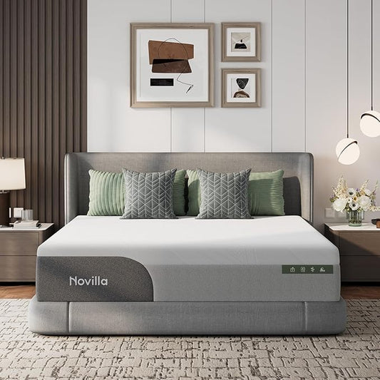 Novilla 10 Inch Mattress Queen Size, Gel-Infused Bliss Cooling Memory Foam Mattress Queen in a Box with Cool-Touch Nylon Cover, Motion Isolation & Ergonomic Support with CertiPUR-US Certified Foam