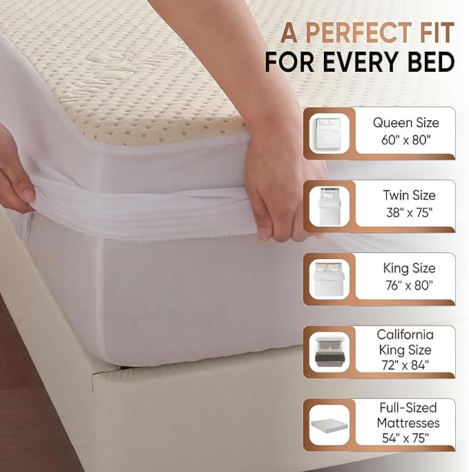 Luxury Waterproof Organic Mattress Protector Full Size - Organic Cotton Breathable Mattress Pad Cover - Premium 380 GSM 3D Air Fabric - Deep Pocket - Jersey Cotton Skirt - Fitted Design
