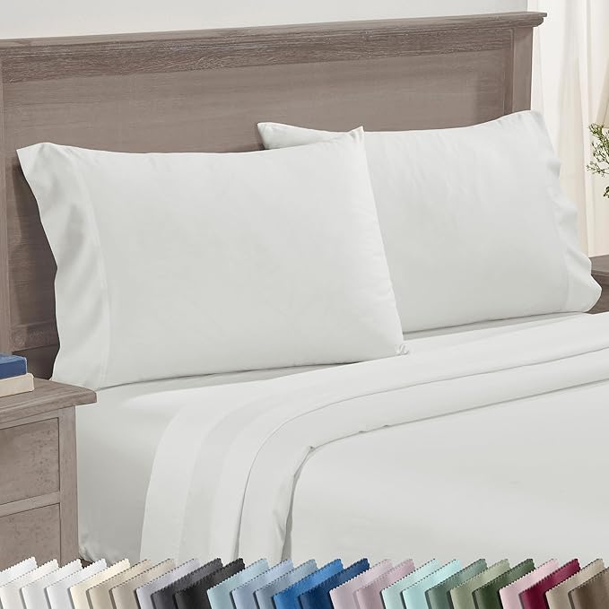 California Design Den King Size Pillow Cases Set of 2 - Premium 600 Thread Count, 100% Cotton Pillow Case King, Breathable Sateen, Fits King Pillows - Eggshell Cream