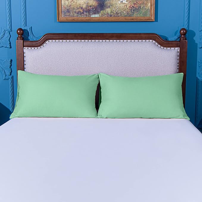 NTBAY King Pillowcase Set - 2 Pack Brushed Microfiber 20x40 Pillowcases - Soft, Wrinkle-Free, Fade-Resistant, Stain-Resistant, Sea Green Pillowcases with Envelope Closure - 20x40 Inches, Sea Green