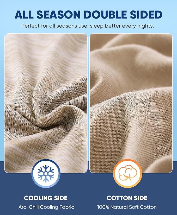 LUXEAR 2 Pack Cooling Pillow Cases Queen Size, Arc-Chill Q-Max > 0.5 for Hot Sleepers, Hair & Skin Friendly, Double-Sided, Machine Washable, Hidden Zipper, Gift for Women Men, 20x30, Beige