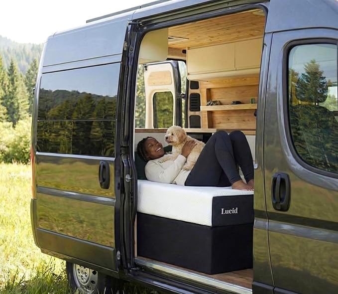 Lucid 10 Inch Memory Foam Mattress - Medium Feel - Infused with Refreshing Bamboo Charcoal and Cooling Gel - Bed in a Box - Temperature Regulating - Short Queen Size - RV or Camper Van Size