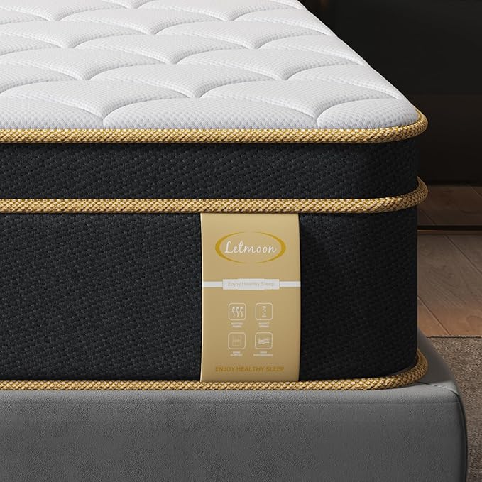 LETMOON Twin XL Mattress, 12 Inch Gel Memory Foam Hybrid Mattresses Bed Twin XL Size in a Box, Pressure & Pain Relief, Certipur-US, Medium Feel, Motion Isolation Pocket Spring