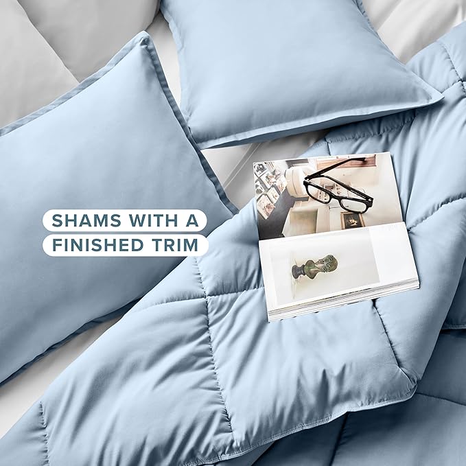 Bare Home Comforter Set - King/California King Size - Ultra-Soft - Goose Down Alternative - Premium 1800 Series - All Season Warmth (King/Cal King, Dusty Blue)