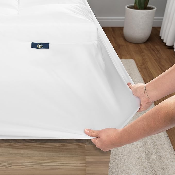 Serta Memory Flex Soft Twin XL Mattress Topper, 2" Pillow Top Mattress Pad, Cushioning Stain Resistant Mattress Protector with 15" Pocket for Secure Fit, Machine Washable, White