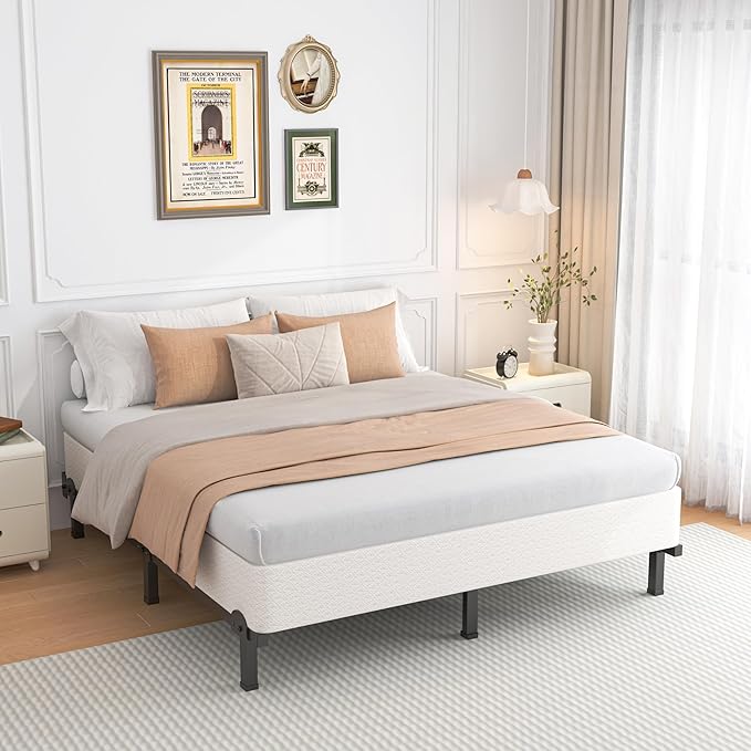 ROIL 10 Inch Queen Box Spring, Heavy Duty Metal Box Spring Mattress Foundation with Fabric Cover, 3500lbs Max Weight Capacity, Easy Assembly, Noise Free, Non-Slip