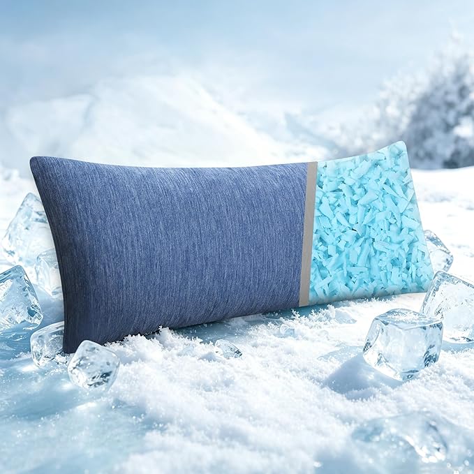 Hiasan Cooling Body Pillow for Adults, Long Memory Foam Body Pillow - Full Size Support for Side Sleepers & Pregnancy, Back Pain Relief, 20x54 Inches, Blue