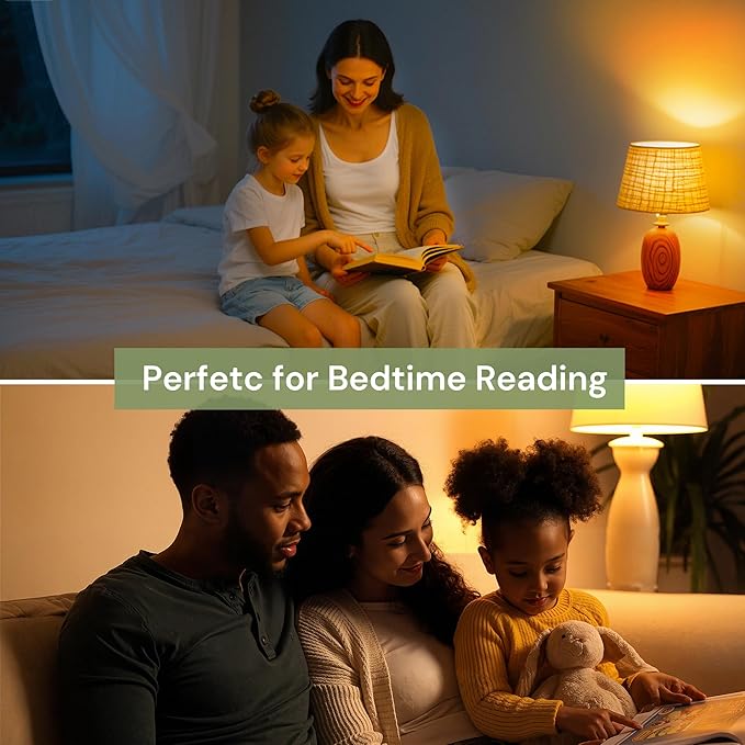 L LOHAS LED Sleep aid Amber Light Bulbs, Blue Light Blocking, A19 9W(60 Watt Equivalent) Dim Light Bulbs, 1800K Warm Light Bulb, E26 Base, 4 Pack