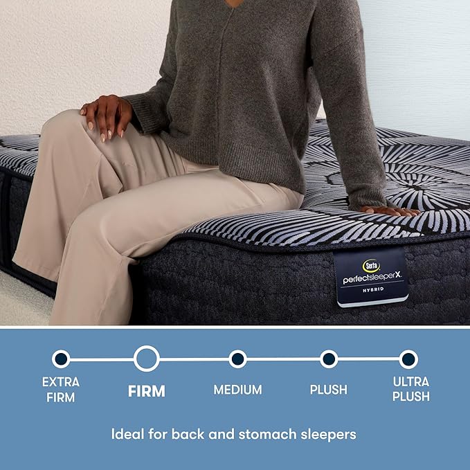 Serta Perfect Sleeper X - Aspen 12.5" Firm Cal King Hybrid Mattress - 5 Support Zones and Cooling Tech for a Restorative Sleep - 100 Night Trial, CertiPUR-US Certified