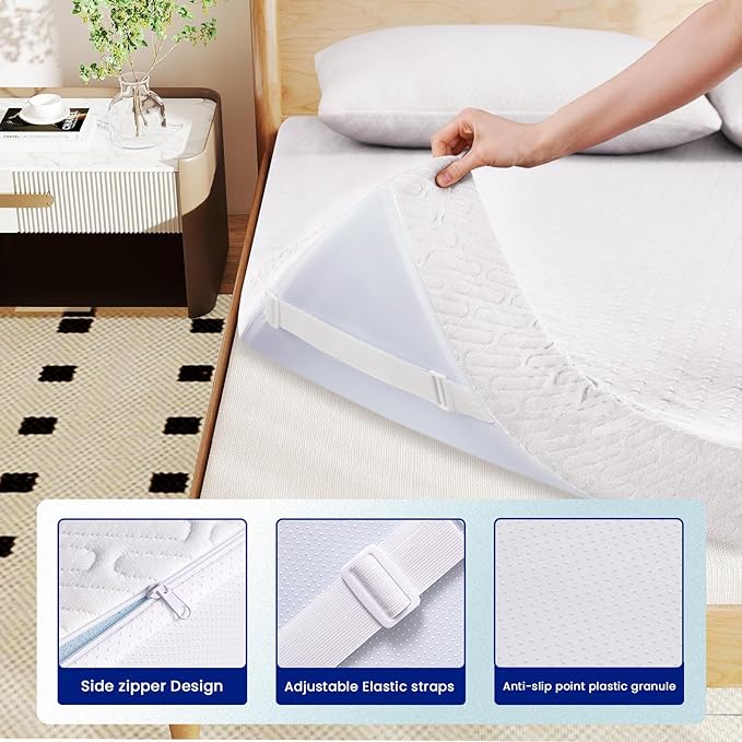 VALUXE Twin XL Size 3 Inch Mattress Topper Cover with Zipper Closure - Breathable Protector for 3" Memory Foam or Latex Mattress Topper (Cover Only)