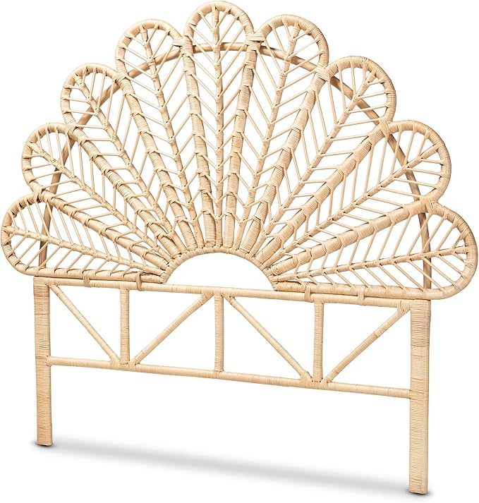 Bali & pari Variel Modern Bohemian Natural Rattan Queen Size Standalone Headboard