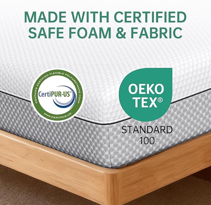 EYN Queen Size Mattress, 10 Inch Queen Size Memory Foam Mattress in a Box, Gel Memory Foam Mattress with Medium Firm Support, CertiPUR-US Certified (10'', Queen)