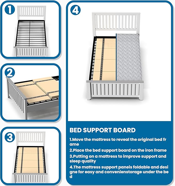 Heavy Duty Thick Folding Box Spring, Mattress Supporting Wood Floor, Foldable Box Spring, Bed Support Slats,38"x74"