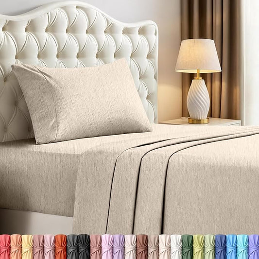 Utopia Bedding Twin Sheet Set – 3 Piece Bed Sheets for Twin Size Bed, Soft and Breathable Microfiber, Includes 1 Fitted Sheet, 1 Flat Sheet and 1 Pillowcase – Oeko Tex (Heather Beige)