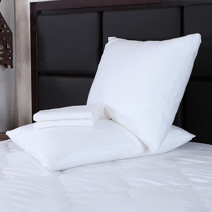 Cotton Pillow Protectors with Zipper - Hypoallergenic Pillow Covers, Zip Up Pillowcase Standard Size 20x26 (Set of 2)